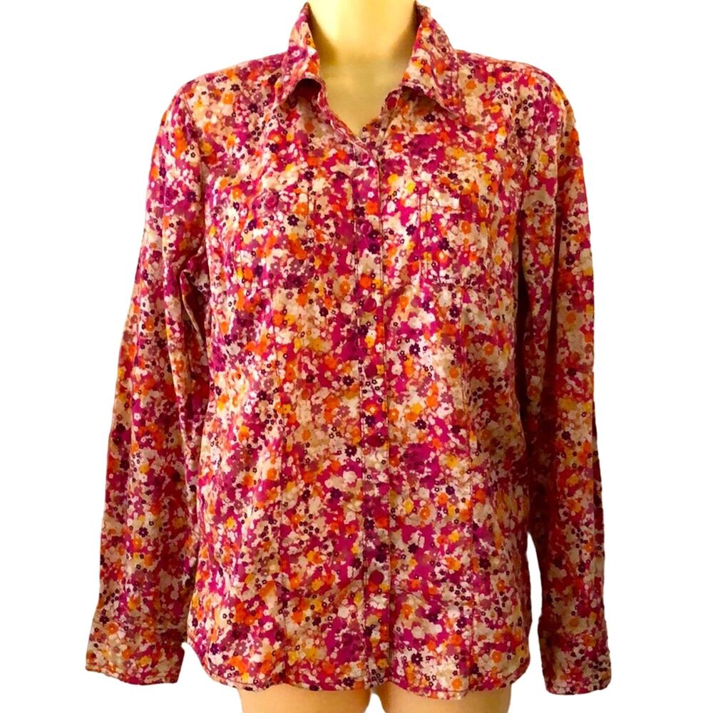 Faded Glory Pink Floral Print Blouse Woman's Size Small Cottagecore